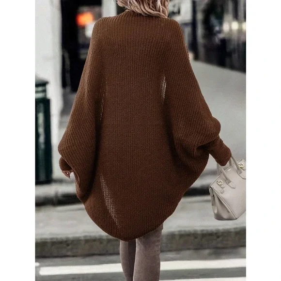Minimalist cozy knit Batwing Sleeve Duster Cardigan sweater tan - Picture 4 of 8